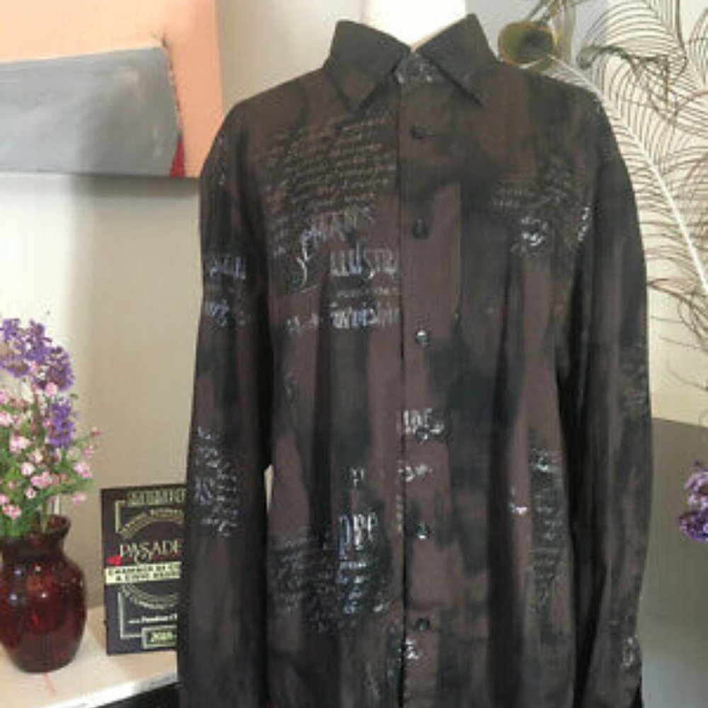 Signum Size L Cotton Script Long Sleeve Shirt